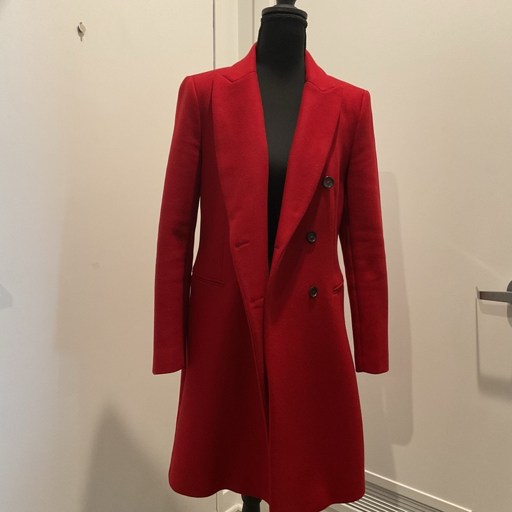 Zara Manteco Red Wool Coat